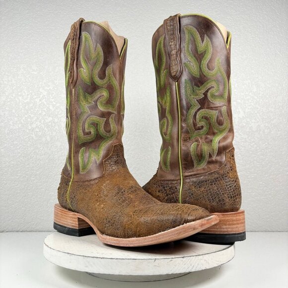 Capitan Cheyenne Brown Cowboy Boots 11.5 D Western Square Toe Rough Out Leather - Picture 1 of 10